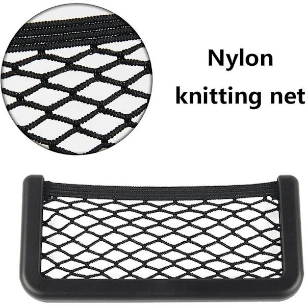 Bilopbevaringsnetposer Sort Mesh Organizer Nets Elastiske Nylon Smartphoneholdere Med Plastikrammer Til Auto Og Rv(2stk, Sort)