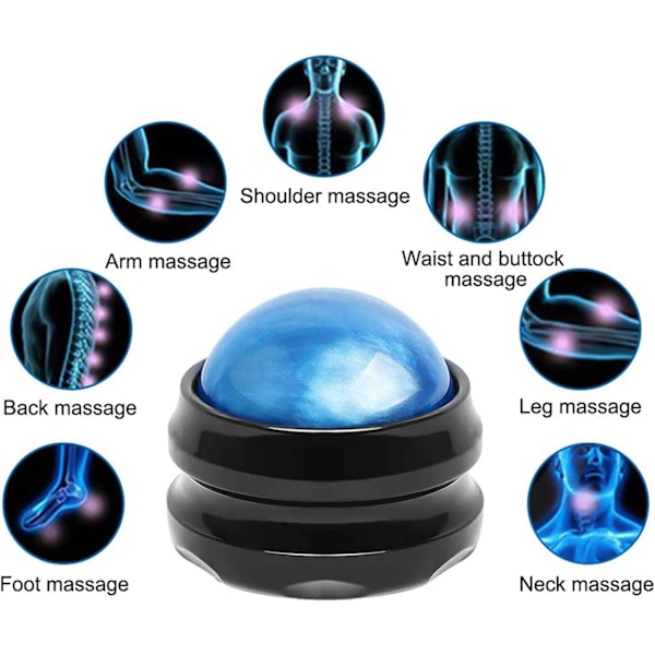 Blå massageboll för yoga och myofascial release för ömma muskler, axlar, nacke, rygg, fötter och hela kroppen