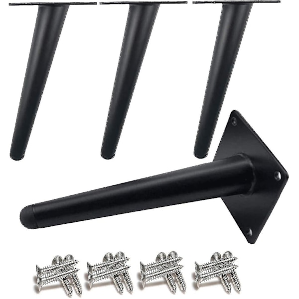4 stk. skråtstillede bordben, metal skabben, koniske møbelben 10 cm høje, skridsikker lydløs bundplacering