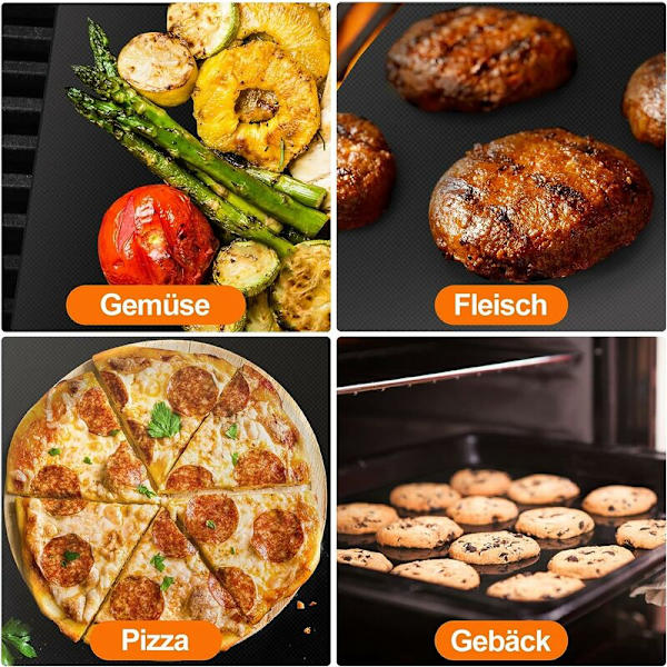 Grillmatta, 40x33cm non-stick grillmatta, bakmatta för kol och bakning, återanvändbart bakpapper