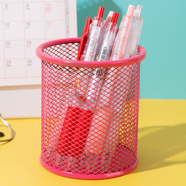 Kreativ pennhållare för skrivbordsförvaring i smidesjärn Röd