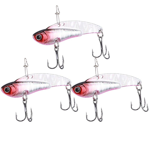 3PCS Metallkonstgjord Lockbete Alla Simlager Sjunkande Vibrationshårt Bete Fiskeutrustning Röd Huvud Silverkropp