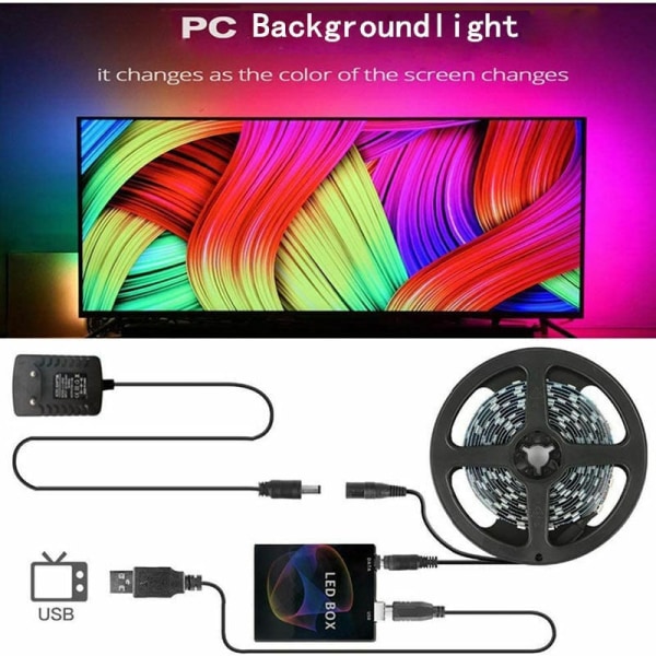 LED-TV-bakgrundsbelysning, TV-listbelysning, TV-skärm och PC-skärm, TV-bakgrundsbelysning, 3M, 30 lampor per meter