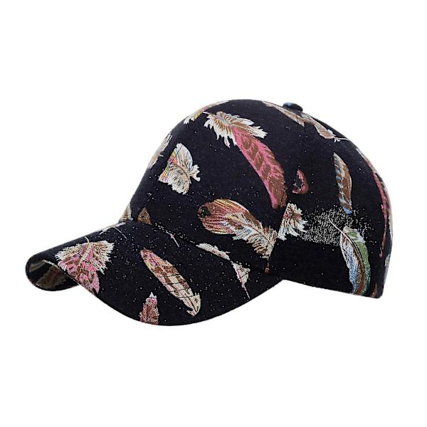 Baseball kasket Casual folde bred skygge Anti-fade justerbar solbeskyttelse åndbar mode fjer print udendørs hat til shopping