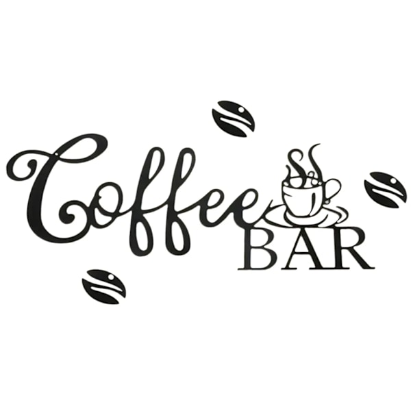 Järnkaffeskylt, hängande väggkonstskylt, kaffekoppväggdekoration, kaffebarbokstavsskylt för kafé, bondgård, kök 35x13cm
