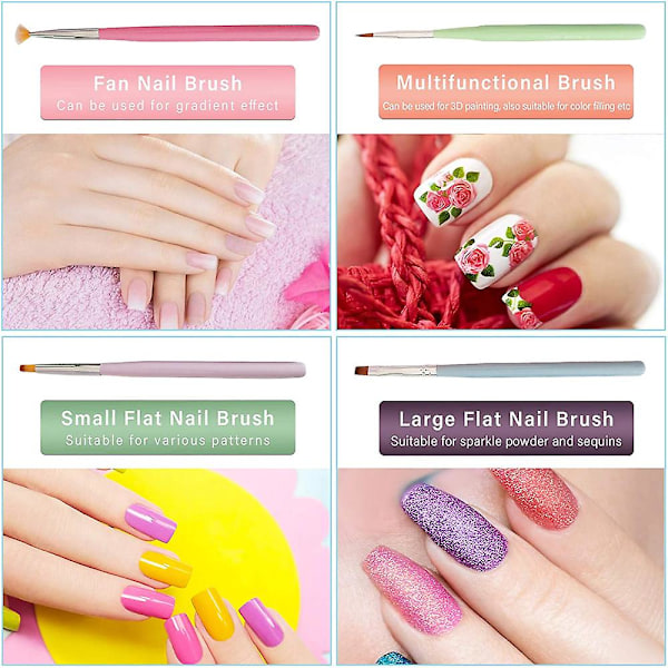 Nagelkonstpenslar Set Nagelkonstdesignverktyg, Nagellackpensel, Konstpensel och prickpenna（typstyle1）