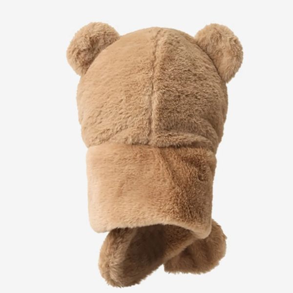 2 i 1 vintermössa halsduk set för barn, varm mössa, björnöronmössa, balaclavamössa, mössa för flickor och pojkar, beige