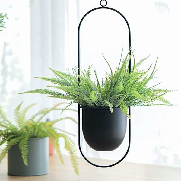 Metallhängande planter Hängande växter Hängande växtstativ Blomkrukor Inomhus Utomhus Balkong Tak Trädgård Dekor Hängande kedja Svart