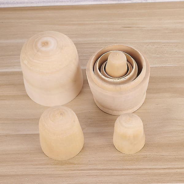 5 st DIY Matryoshka-dockor Omålade Trä Ryska Nesting Dockor För Hantverk