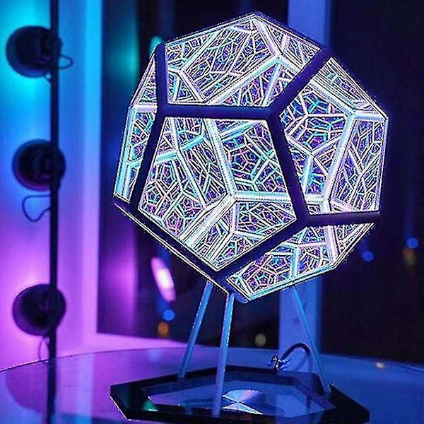 Led Art Lampe Usb Lading Justerbar Farge Dekor Nattlampe Uendelig Dodekaeder Farge Art Lampe