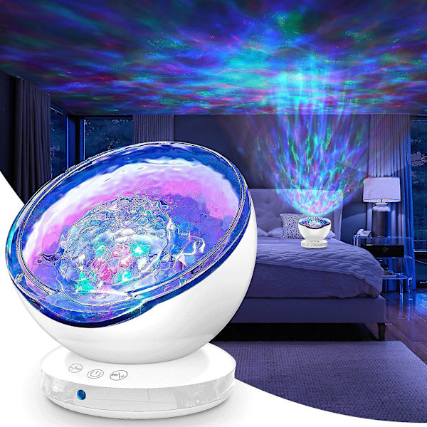 Ocean Wave Projektor LED Nattelys Skylight Projektor Søvnhjælp Musikafspiller (Hvid)