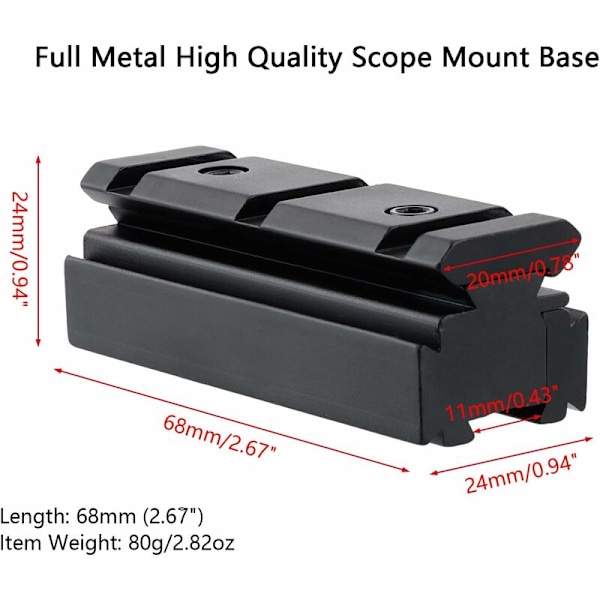 Taktisk kikarsikte repbas 11mm till 20mm adapter för montering på Picatinny/Weaver rail