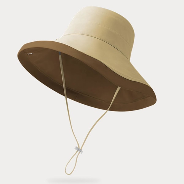 Kvinnlig fiskarehatt Kontrastfärg Rund Lätt Fasten String Anti-uv Lady Cap Huvudbonad（Grå）