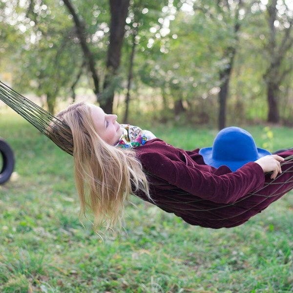 Mesh Hängmatta Enkelsäng Trädgård Hängmatta Lätt Camping Lämplig för Inomhus Utomhus Grön
