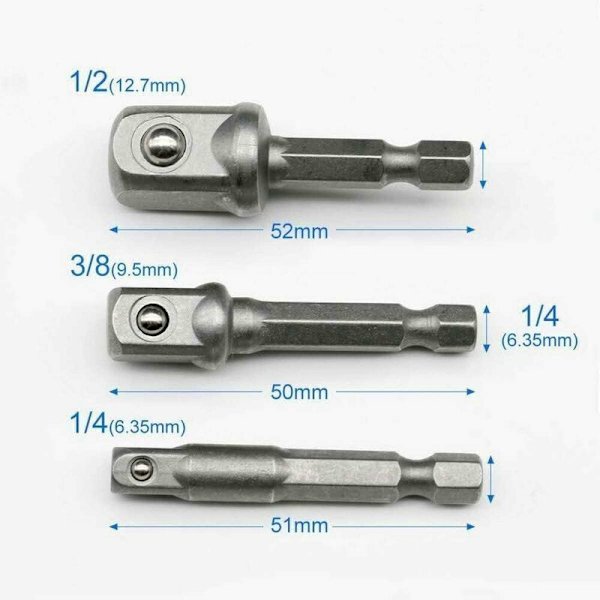 Del 1/4\" 3/8\" 1/2\" Magnetisk Bithållare Skruvmejsel Förlängningsadapter Hex/Fyrkant Skruvmejsel Sortiment