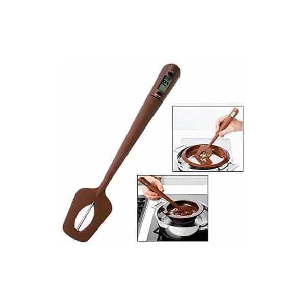 Chokladtermometerspatel, konditorispatel + silikometer, brun longziming