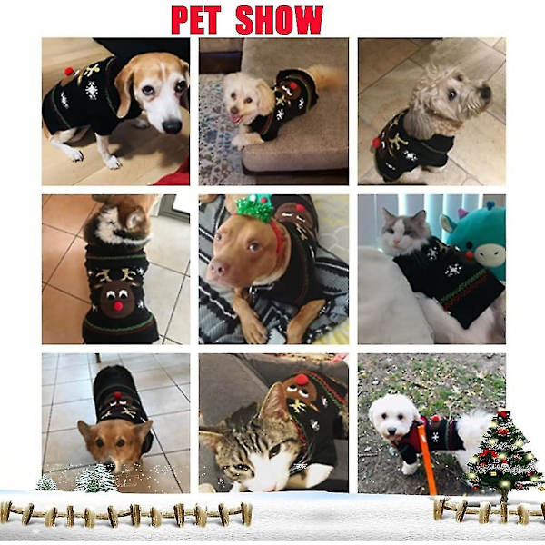 Hundesweatre, Hundevintersweater, Julemønstersweater, Vinterstrikket frakke, Kæledyrstøj, Fashi