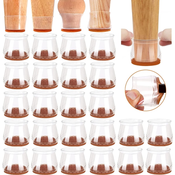 24-pack högkvalitativa stolsbensgolvskydd (M, transparent)