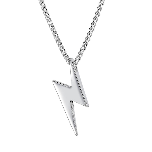 Punk Lightning Pendant Halskjede Lyn Titanium Stål Anheng Motorsykkel Gate Smykker Gave Menn og Kvinner Sølv XXF