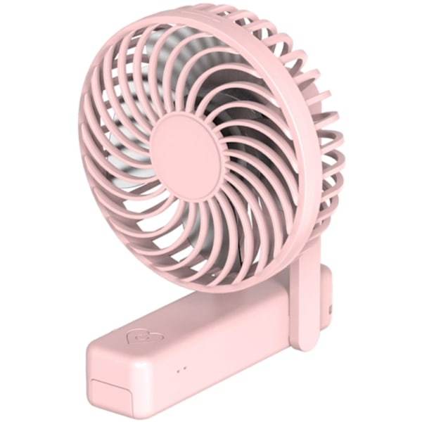 Bærbar håndholdt ventilator, USB genopladelig håndholdt ventilator, stille mini ventilator, sammenklappelig lille bordventilator, batteridrevet, med telefonholder, pink