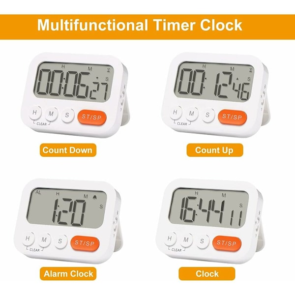Digital Kök Timer Stor Display Magnetisk Kök Timer med Hög Alarm för Barn, Seniorer, Klassrum, Yoga