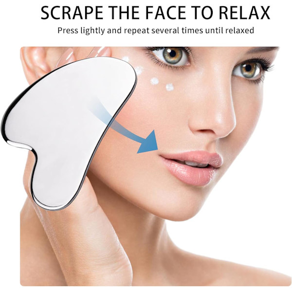 Metall Gua Sha-verktyg: Gua Sha för ansikte och kropp, rostfritt stål, med resefodral