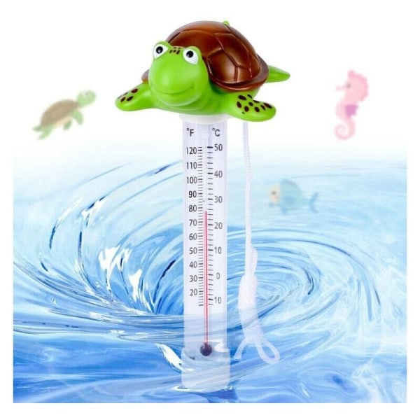 Flytande termometer, flytande pooltermometer, tecknad djurform vattentermometer med rep för utomhuspooler inomhus (termometer B)