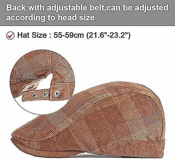 Retro Flat Cap PU Læder Justerbar Hat Efterår Vinter Mørk Khaki Herre Hat