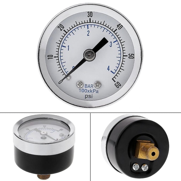 Luft-vatten-gas-tryckmätare Vakuumtryckmätare 0-60 Psi Bakre montering 1/8\" Npt