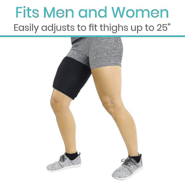 Lårstøtte, Quadriceps Wrap - Justerbar kompressionsærme (sort)