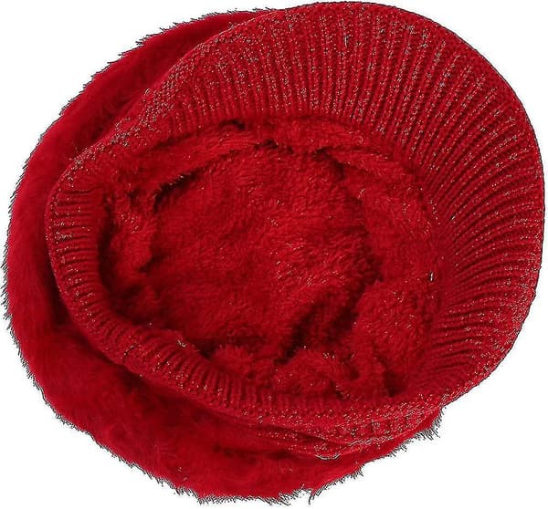 Kvinnor Flickor Toppad Mössa Hatt Visor Basker Mössa Vinter Termisk Baker Boy Cap
