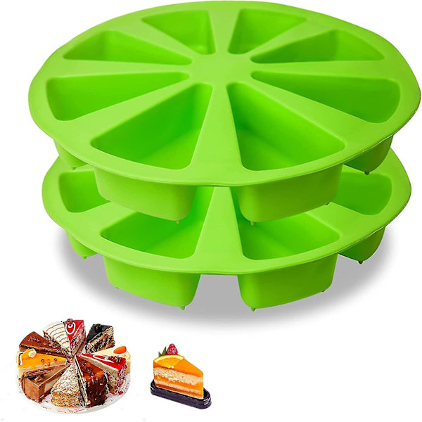 2 stk. silikone kagesconeform, trekant 8 hulrum pizzakageform, indvendig diameter 4 tommer kageform diy køkken bageforme (grøn)