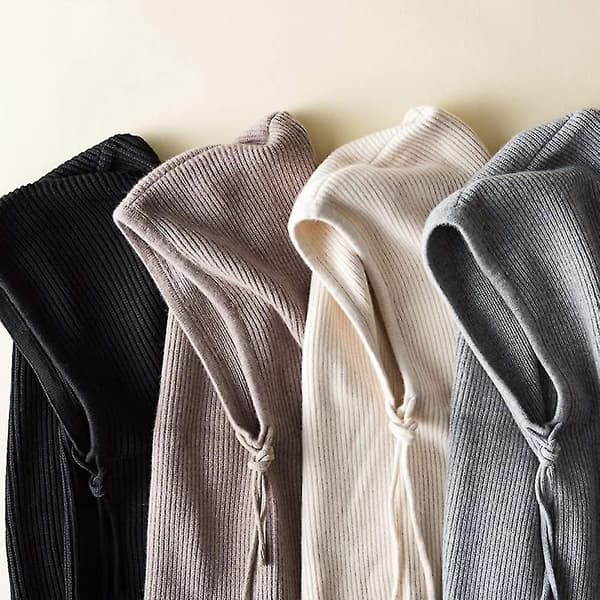 Nye vinterhatte til kvinder, varm hættehue til kvinder med pullover strikket hue (beige)