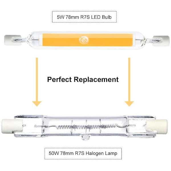 5w R7s 78mm J78 Cob Filament Led-lampa, 500 Lumen 360 Grader, 30w 48w 50w Halogenlampa Motsvarande, Perfekt För Hem, Kök, Rum, Balkong, Kontor, E