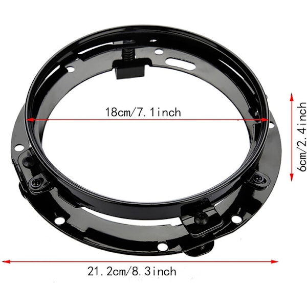 7\" Bilstrålkastare Cirkulär Ring Montering Fäste för Jeep Wrangler (Svart)