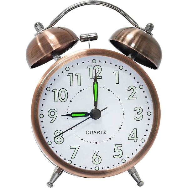 Klassisk klocka med alarm, vintage retro tyst väckarklocka, analog väckarklocka med lysande siffror för barn, vuxna