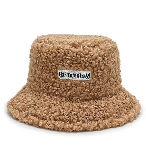 Teddy Style Lammeuld Bucket Hat Sød Piger Udendørs Sports Fisker Hat Til Kvinder Casual Vinter Varm Hat