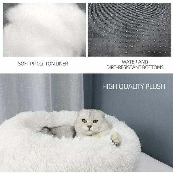 Rund mjuk fleece husdjursbädd honungs aprikos katt valpbädd - 50cm