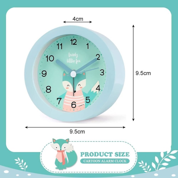 Barnealarmklokke uten tikking, liten analog alarmklokke for barn, nattbord, batteridrevet, høy reisealarmklokke, bordklokke med dobbel B
