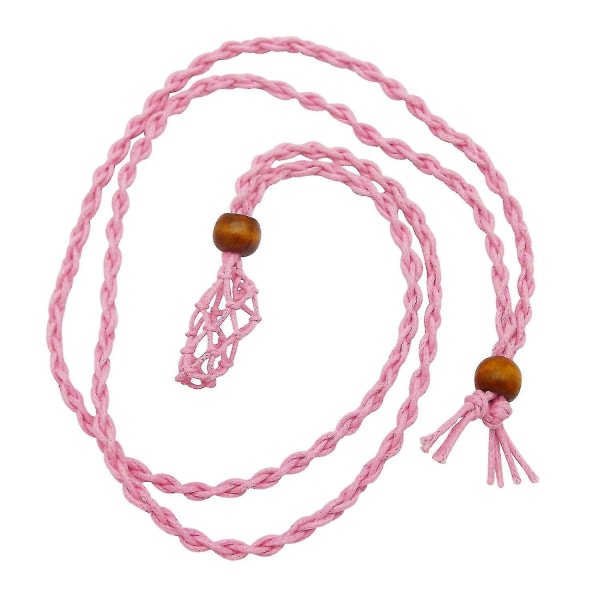 Justerbar flettet nett edelstenholder tom halskjedeledning for krystallanheng (liten, rosa)