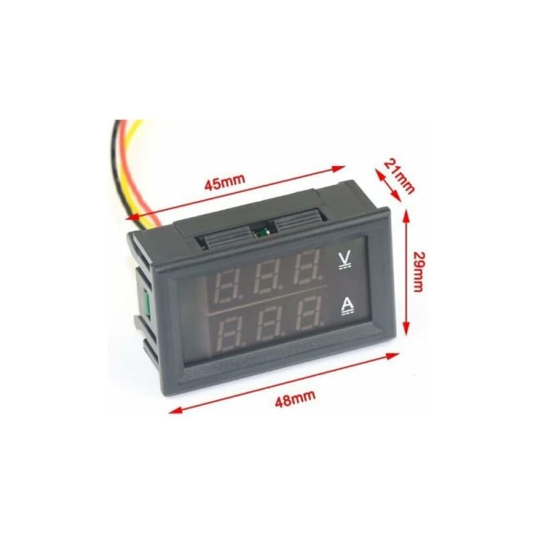50A Dubbel Röd Shunt, DC Dual Display Digital Strömvoltmeter, Digital Mätare, Amperemeter 0 till 50A Spänning Amperemeter Volt-Ampere Bilpanel Monitor