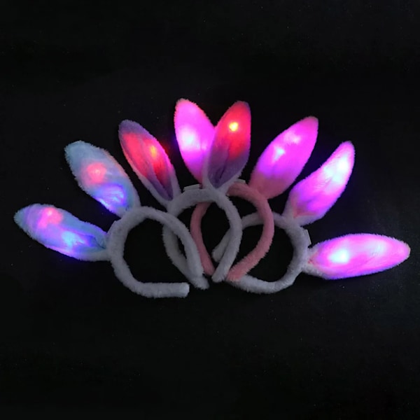 3x LED plysch pannband påsk vuxna barn söt hårband kanin öra pannband DIY hår accessoarer (blå)