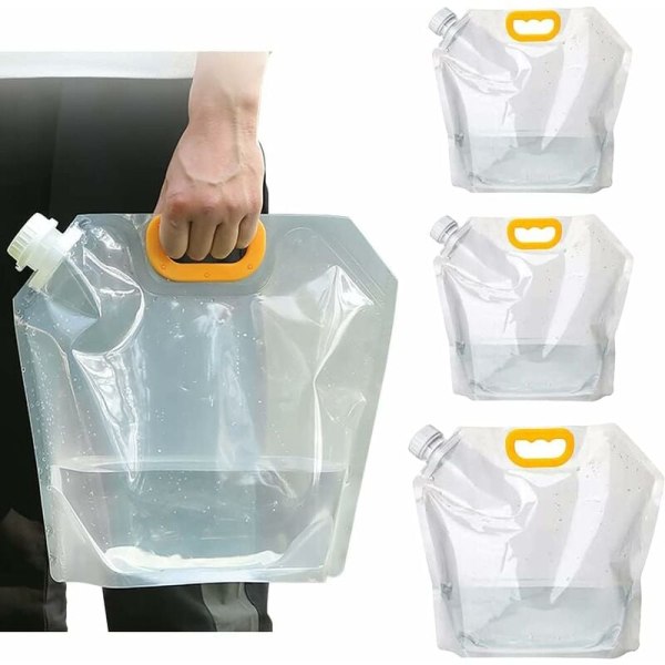Paket med 3 BPA-fria hopfällbara vattenpåsar i plast för bil, sport, camping, vandring, picknick, BBQ (5L + 10L) - MODOU