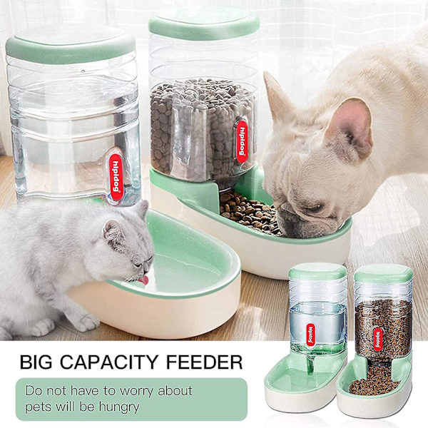 3,8 l Automatisk Kattmat Dispenser Automatisk Mat Skål Matare Och Drickare Tillbehör Resa Matare Och Vatten Dispenser För Katt Hund Kanin Husdjur Grön