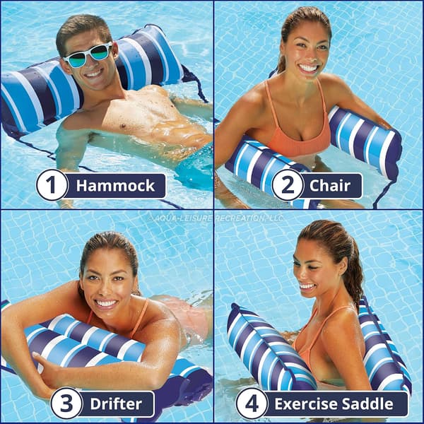 4-i-1 Hængekøje Pool Float og Vandhængekøje – Multifunktionel oppustelig pool float til voksne (Marineblå)