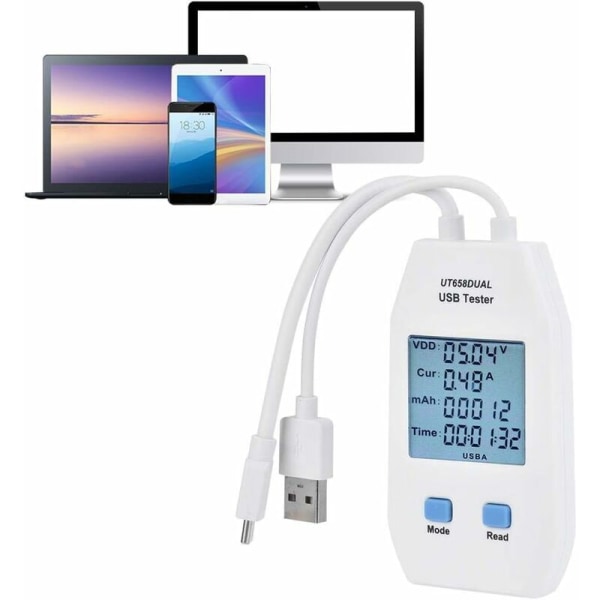 USB Digital Power Meter Mini USB Voltmeter Ammeter Detector Multimeter Strömspänningsmonitor (UT658 Dual)