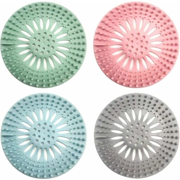 4st silikon tvättställsfilter Anti-täppning Golvavlopp Dusch Cover Dusch Håruppsamlare 4 färger (rund)