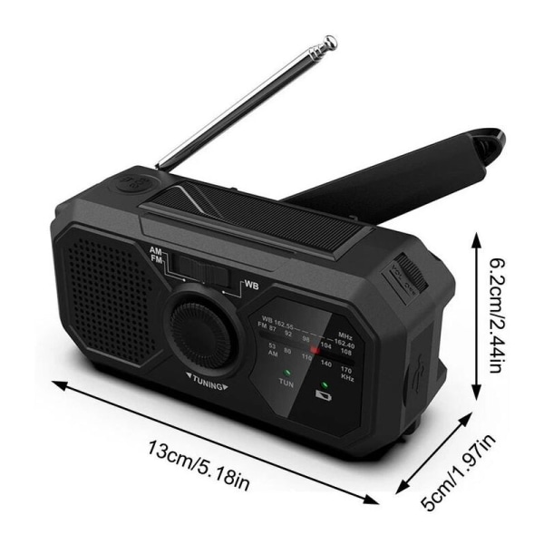 Bärbar radio med ficklampa Utomhuscamping Multifunktionell solladdningsradio Upprullningsbar solradio för utomhuscamping