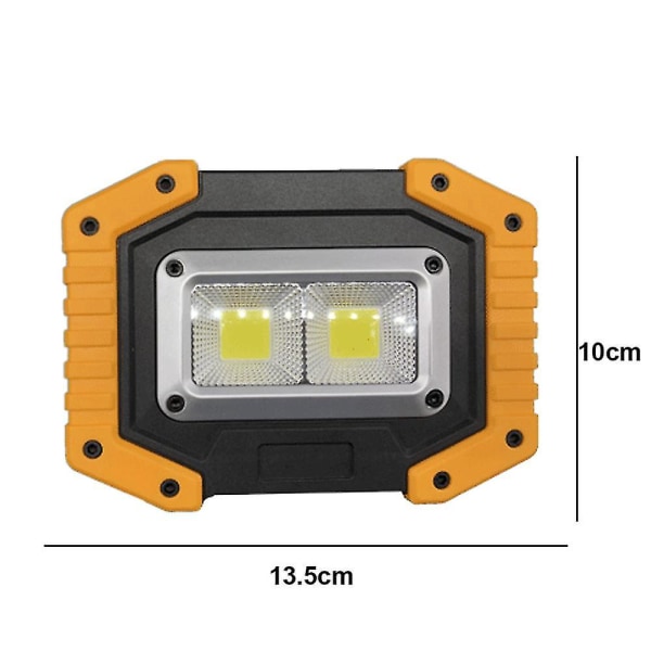 Led genopladeligt arbejdslys, projektørlys batteri sikkerhedslys udendørs cob projektør campinglys med usb vandtæt