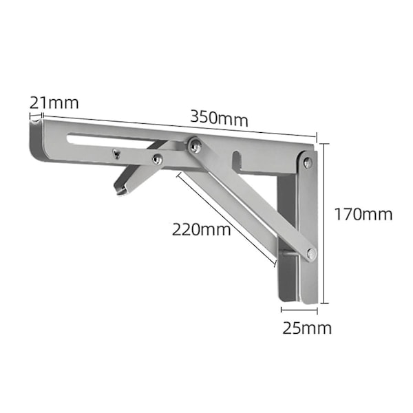 2 stk kraftige sammenleggbare hyllebraketter Trekantet brakett Hylle Vegg Hylle Støtteramme For Ben（Børstet farge)